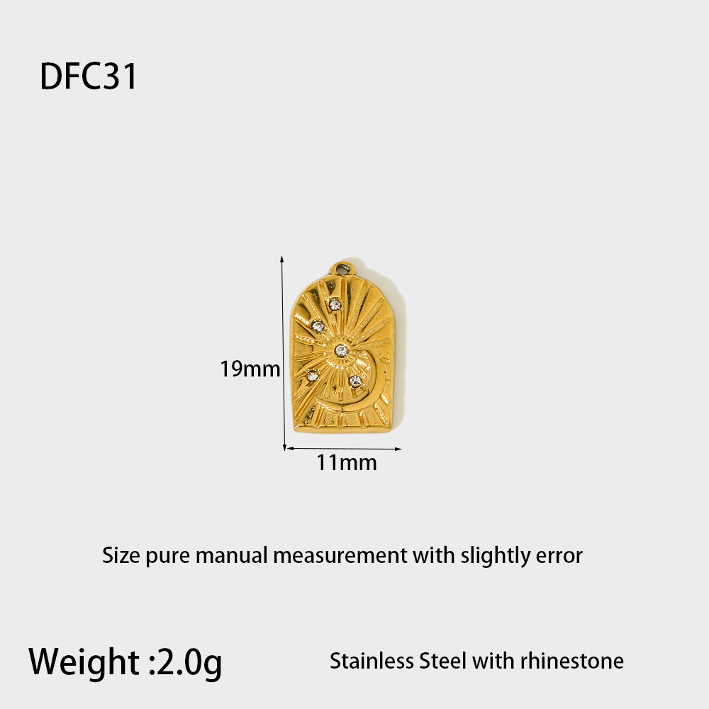 Cross-border hot sale stainless steel gold-plated zirconium octagram eye moon sun love ocean series accessories pendant