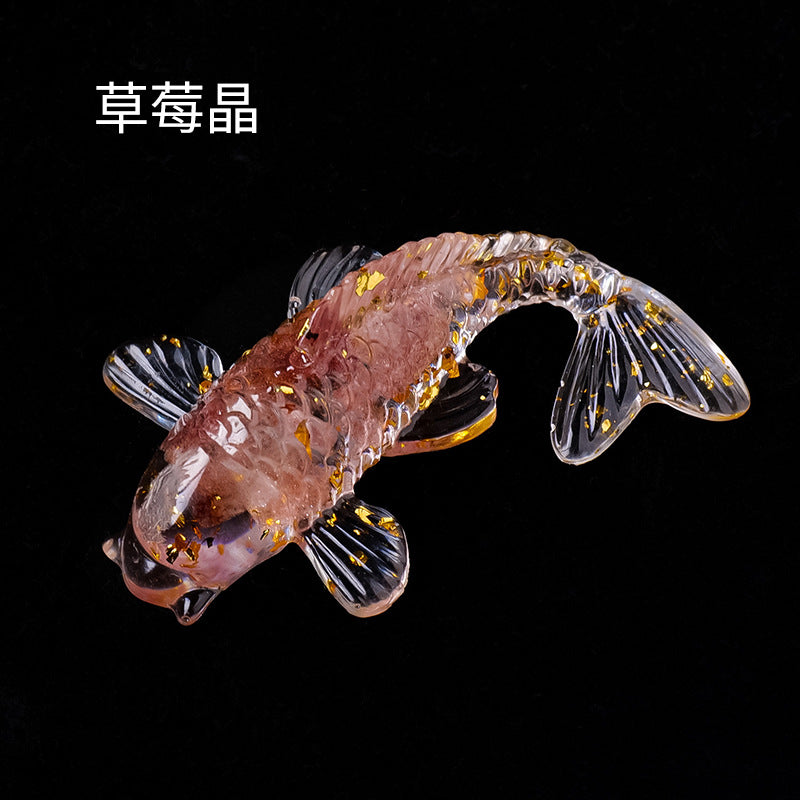 Koi Fish Nature Chips Stones with Resin Carving Craft