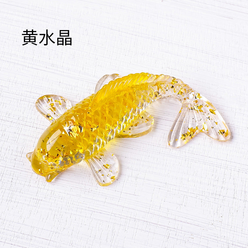 Koi Fish Nature Chips Stones with Resin Carving Craft