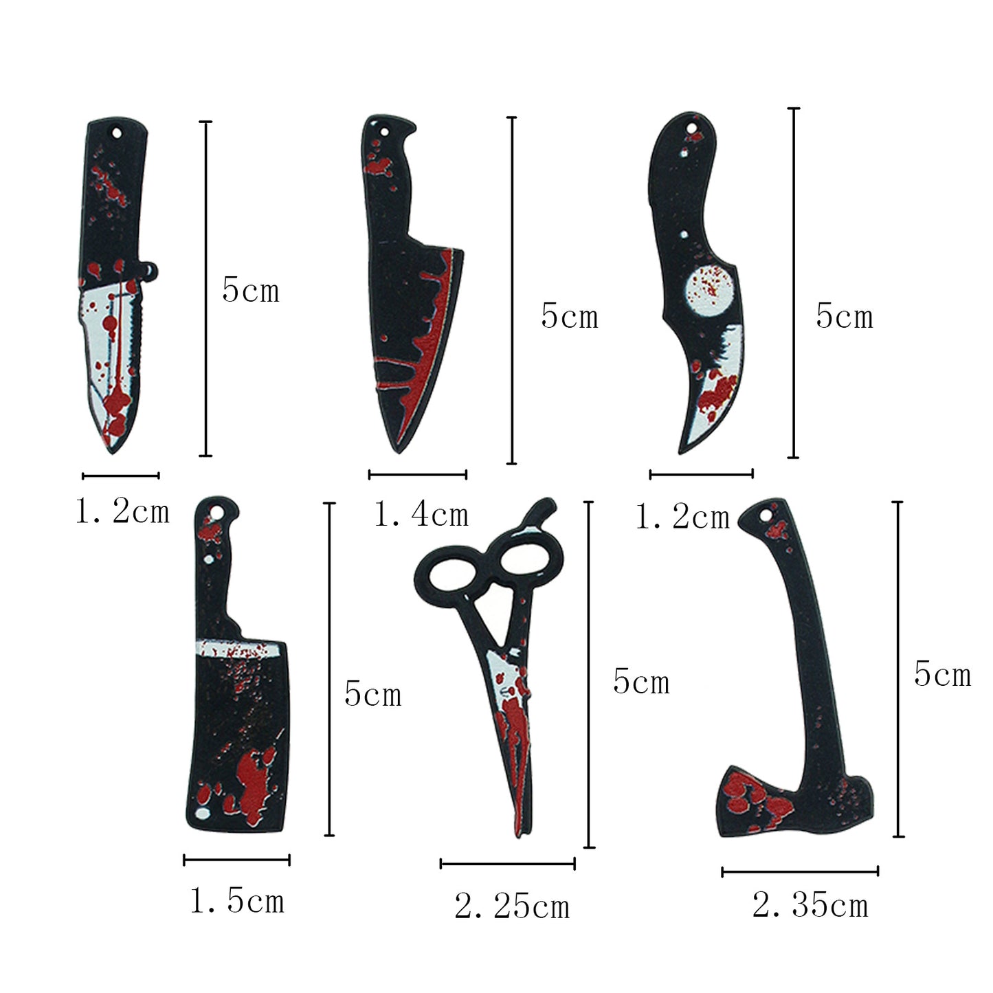 Tijeras acrílicas de Halloween europeas y americanas Axe de resina divertida impresión de doble cara Joya Pendientes de bricolaje