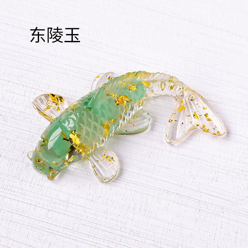 Koi Fish Nature Chips Stones with Resin Carving Craft