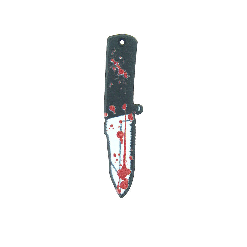 Tijeras acrílicas de Halloween europeas y americanas Axe de resina divertida impresión de doble cara Joya Pendientes de bricolaje