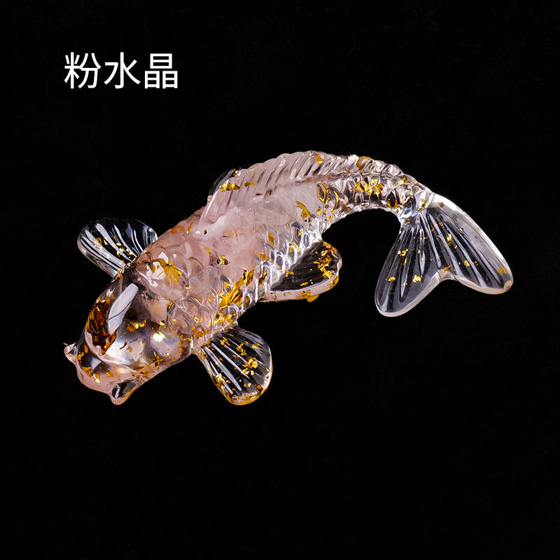 Koi Fish Nature Chips Stones with Resin Carving Craft