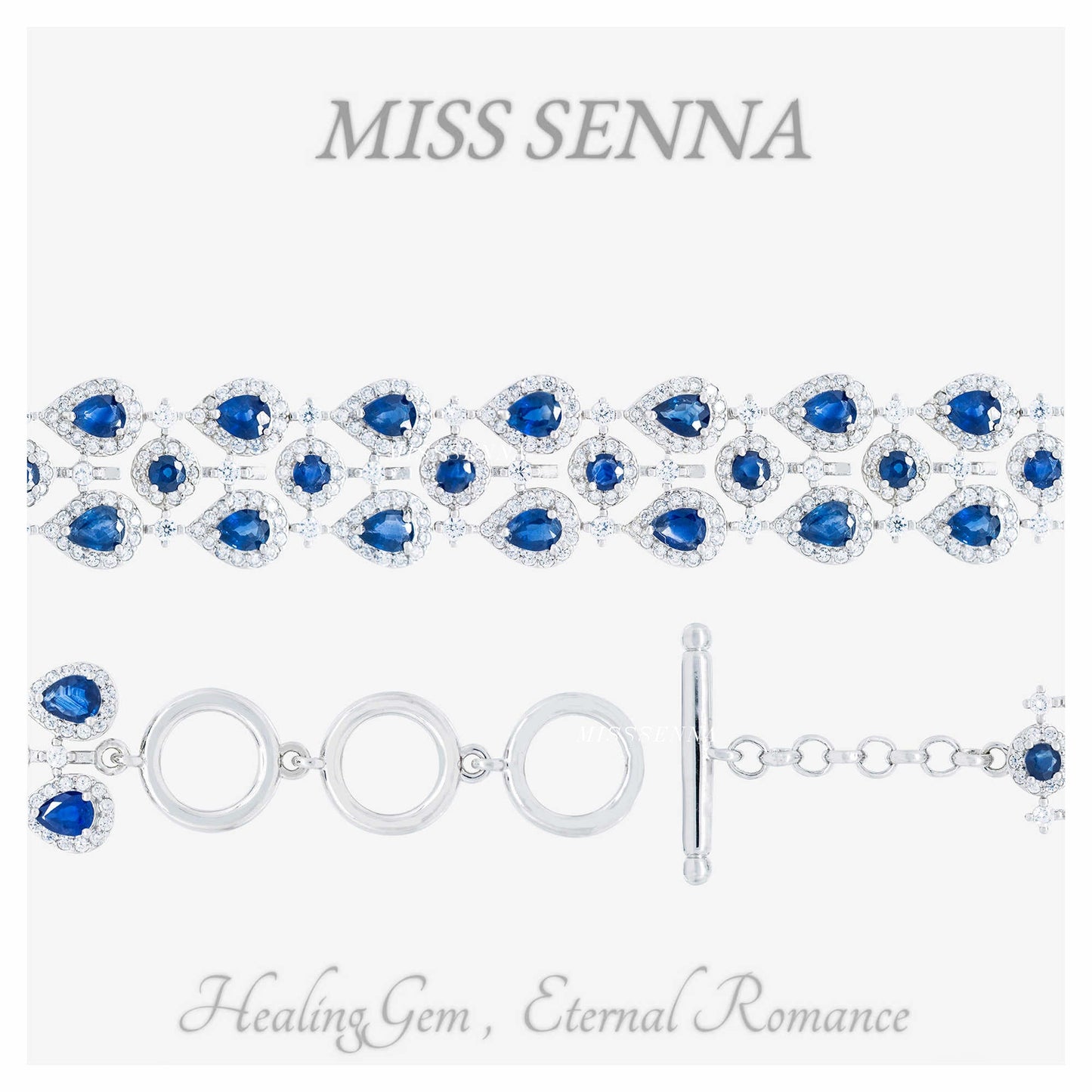 S925 Silver Natural Sri Lanka Blue Sapphire Luxury Mulriple Gemstones Pulsera