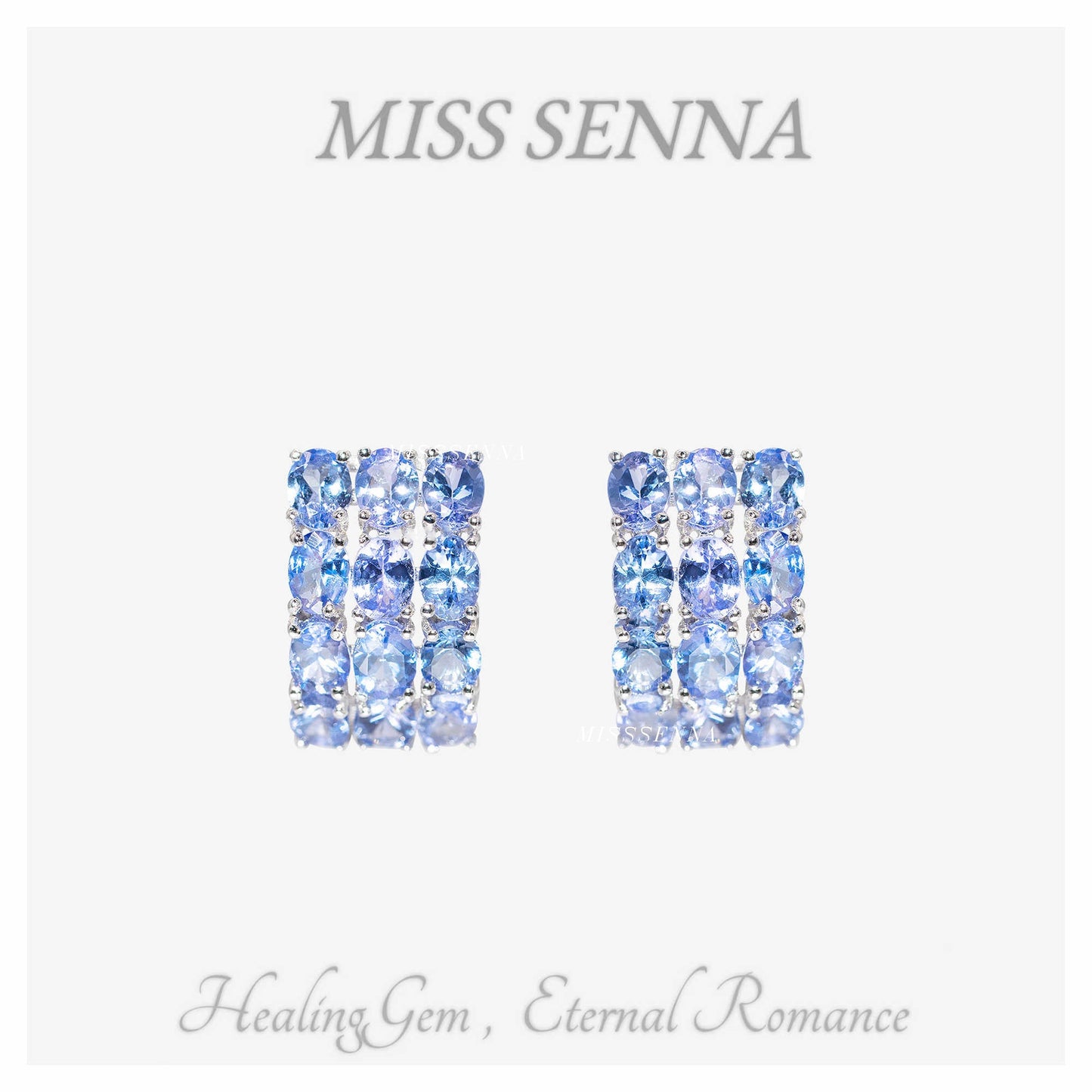 S925 Silver Natural Tanzanite Luxury Gems Gems Ear Hoops