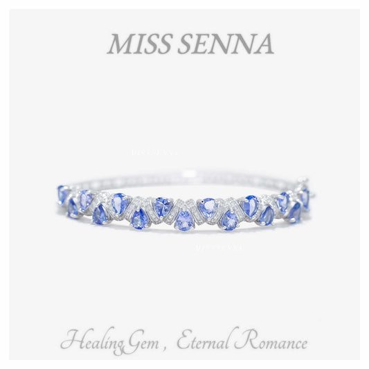 S925 Silver Natural Tanzanite Water Drop de lujo con incrustaciones de piedras preciosas