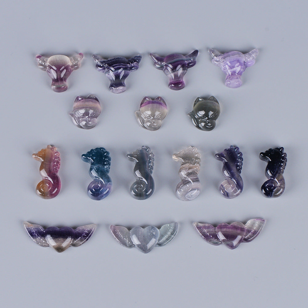 Rainbow Fluorite Mini Animal Carvings