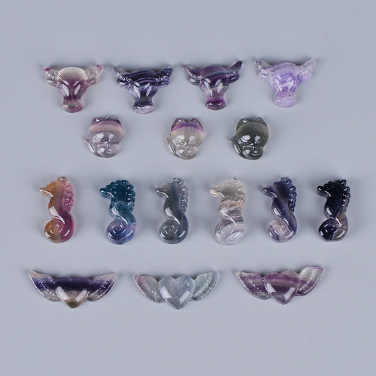 Arcoiris fluorita mini tallas de animales