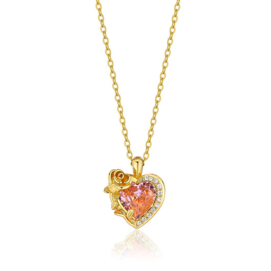 Valentín 'Día alternativo Heartshape Rosy colgante Collar Creative 10 Collar de piedra de reemplazo de circón Joyas de moda femenina