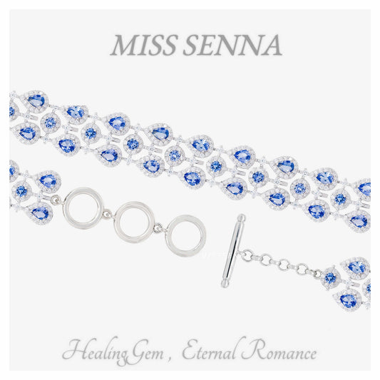 S925 Silver Natural Tanzanite Pear Forma Gemlones Full Pulsera de lujo 284