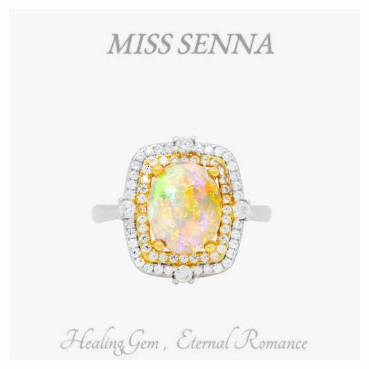 S925 Silver Australia Natural Agua Opal Gran anillo de gran tamaño espumoso