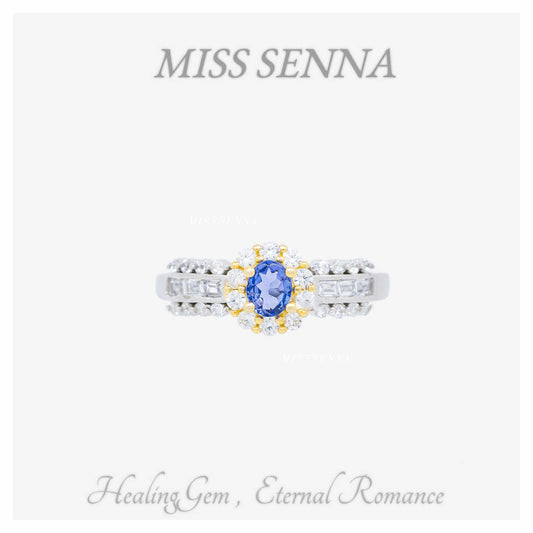 S925 Silver Natural Tanzanite Flower Anillo 32