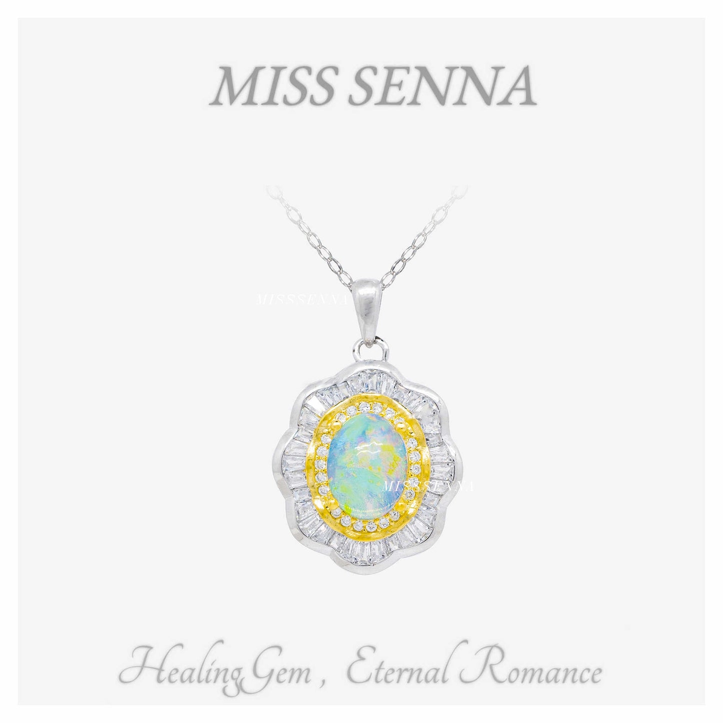 S925 Silver Australia Natural Opal Lace Flower Collar