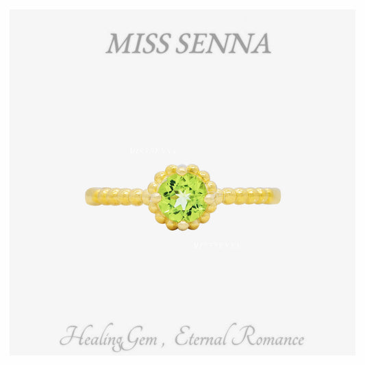 S925 Silver 18k Gold Plated Natural Peridot Lace Oval Cutting Ring 374