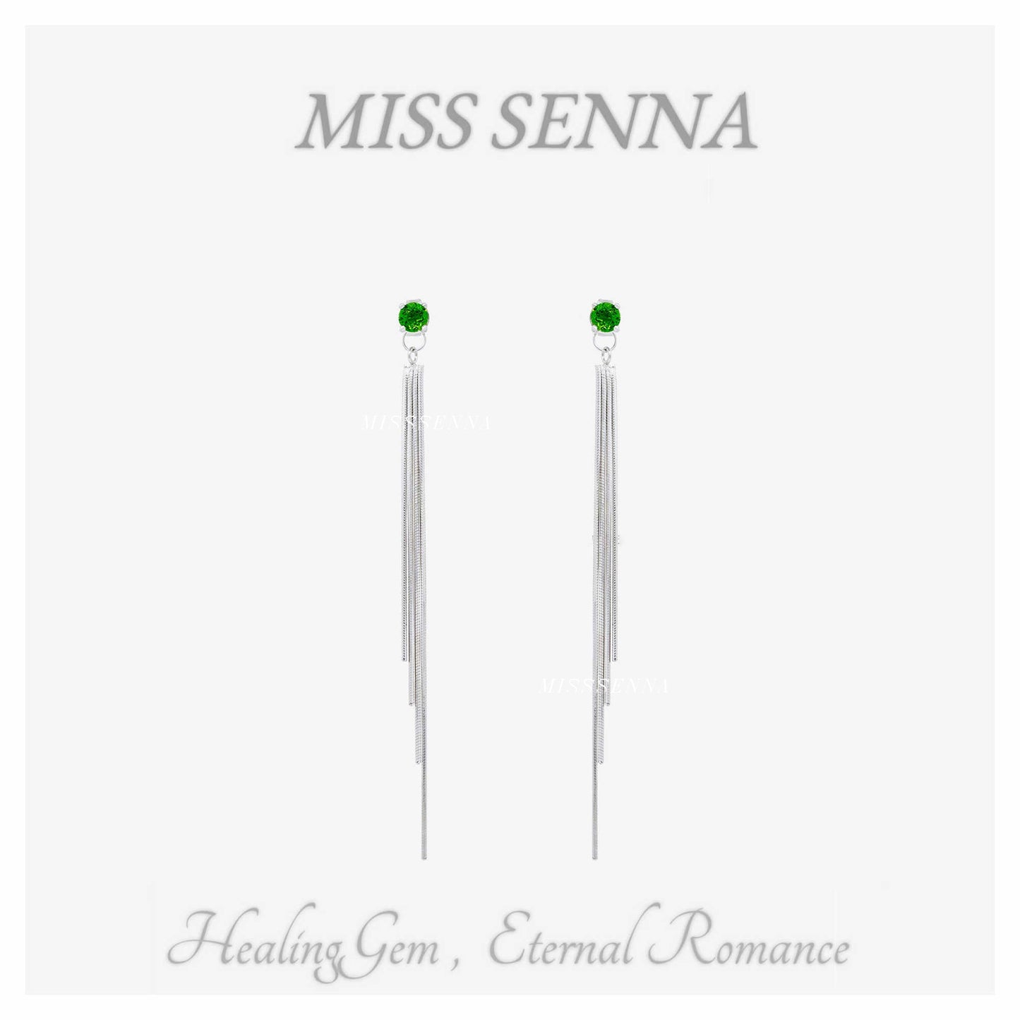 S925 Pendientes colgantes de plateado de diopside natural elegante