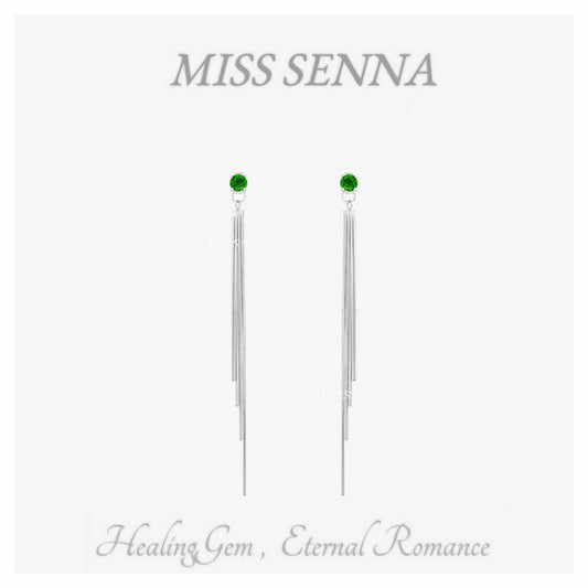 S925 Pendientes colgantes de plateado de diopside natural elegante