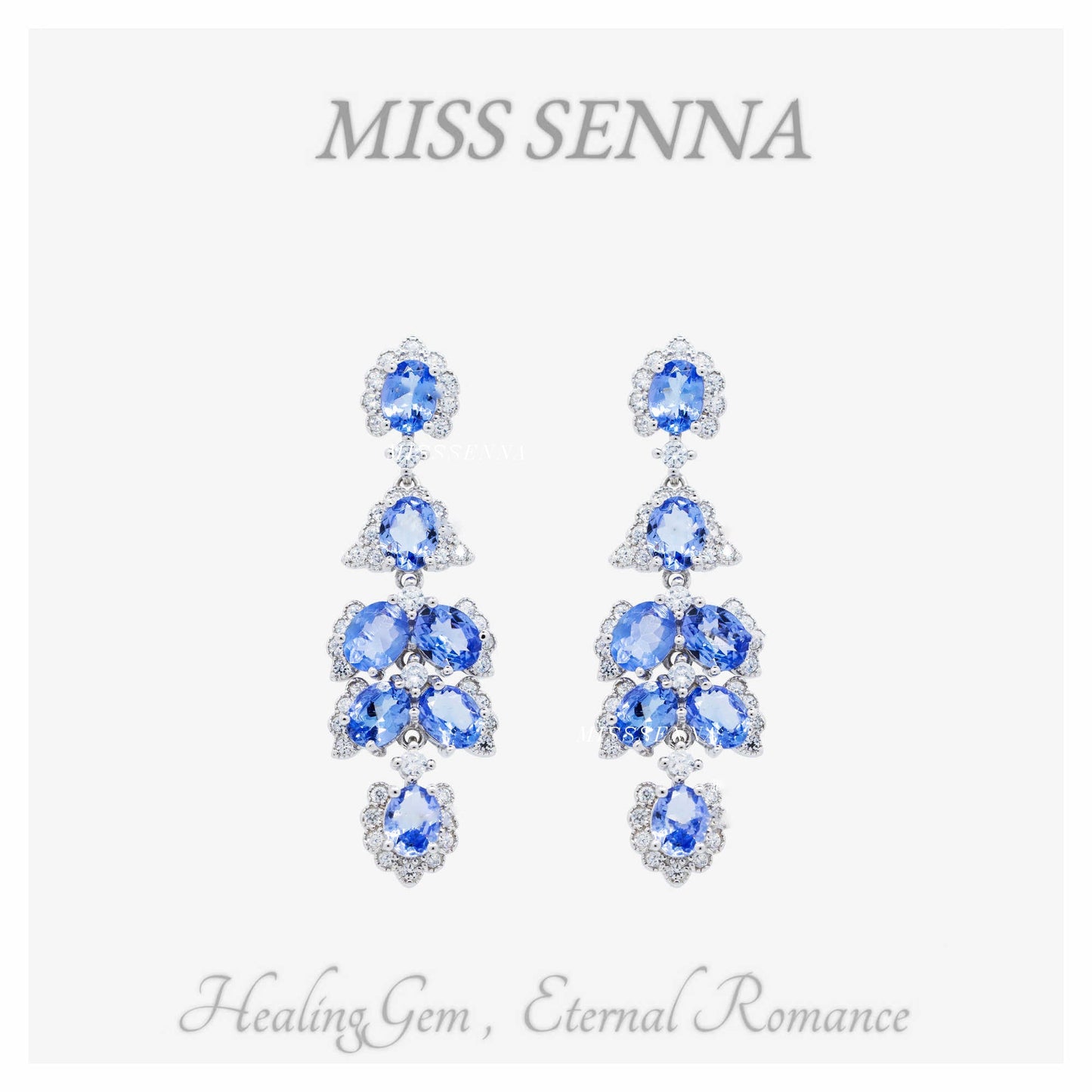 S925 Silver Natural Taszanite Tassel Siete piedras preciosas aretes colgando