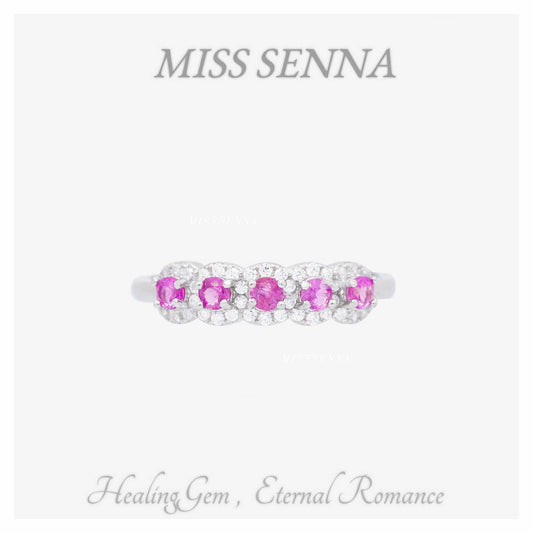 S925 Silver Natural Natural Sri Lanka Pink Sapphire Oval Row Ring