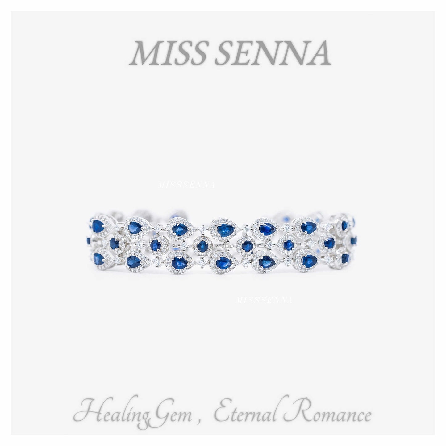 S925 Silver Natural Sri Lanka Blue Sapphire Luxury Mulriple Gemstones Pulsera