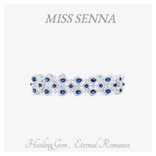S925 Silver Natural Sri Lanka Blue Sapphire Luxury Mulriple Gemstones Pulsera
