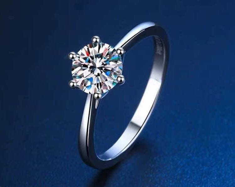 Authentic Moissanite six-claw ring one carat S925 silver ring couple pair ring jewelry CB2120219