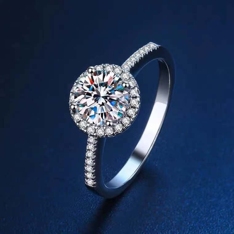 MOISSANITE Diamond Ring Hembra One Catat S925 Corona plateada Anillo de corona Pareja Joyería de moda CB2120223