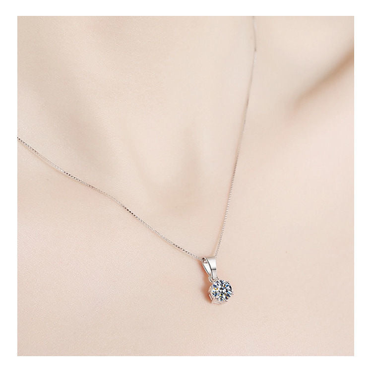 MOISSANITE GENUINE UNA CARAT S925 Costilización de plata clásica de seis joyas de seis garras Entrega CB2120232
