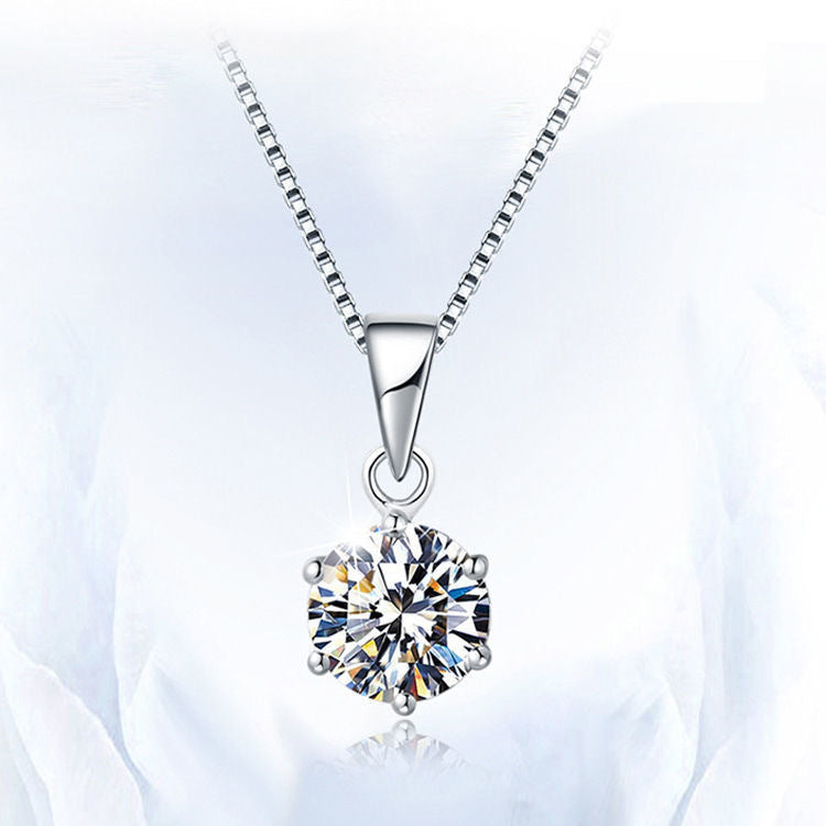 MOISSANITE GENUINE UNA CARAT S925 Costilización de plata clásica de seis joyas de seis garras Entrega CB2120232