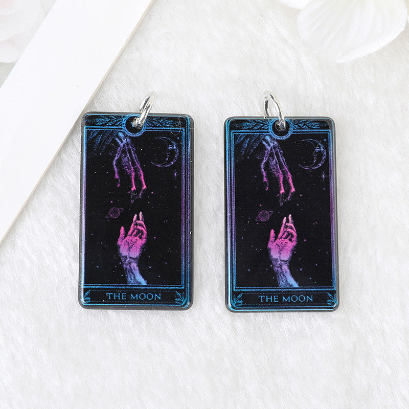 Cross-border hot sale, double-sided acrylic, Halloween skull tarot DIY earrings, necklace, keychain.