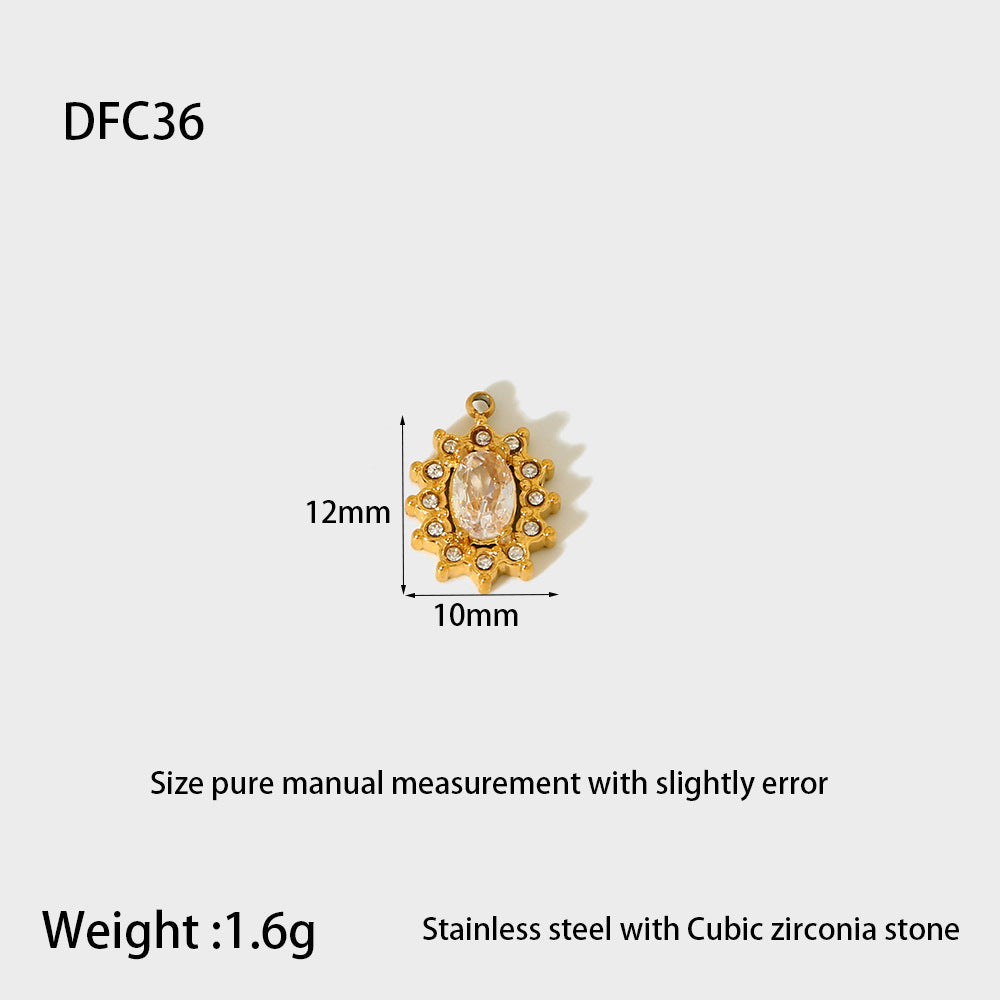 Cross-border hot sale stainless steel gold-plated zirconium octagram eye moon sun love ocean series accessories pendant