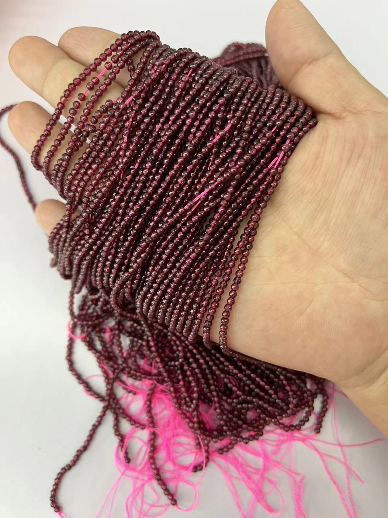 3mm garnet beads, small beads strands