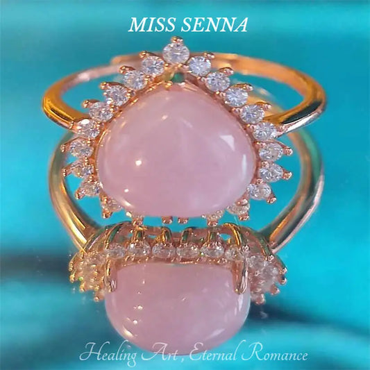 Miss Senna S925 Sterling Silver Natural real gemstone Kunzite Heartshape Design Pink Color Ring