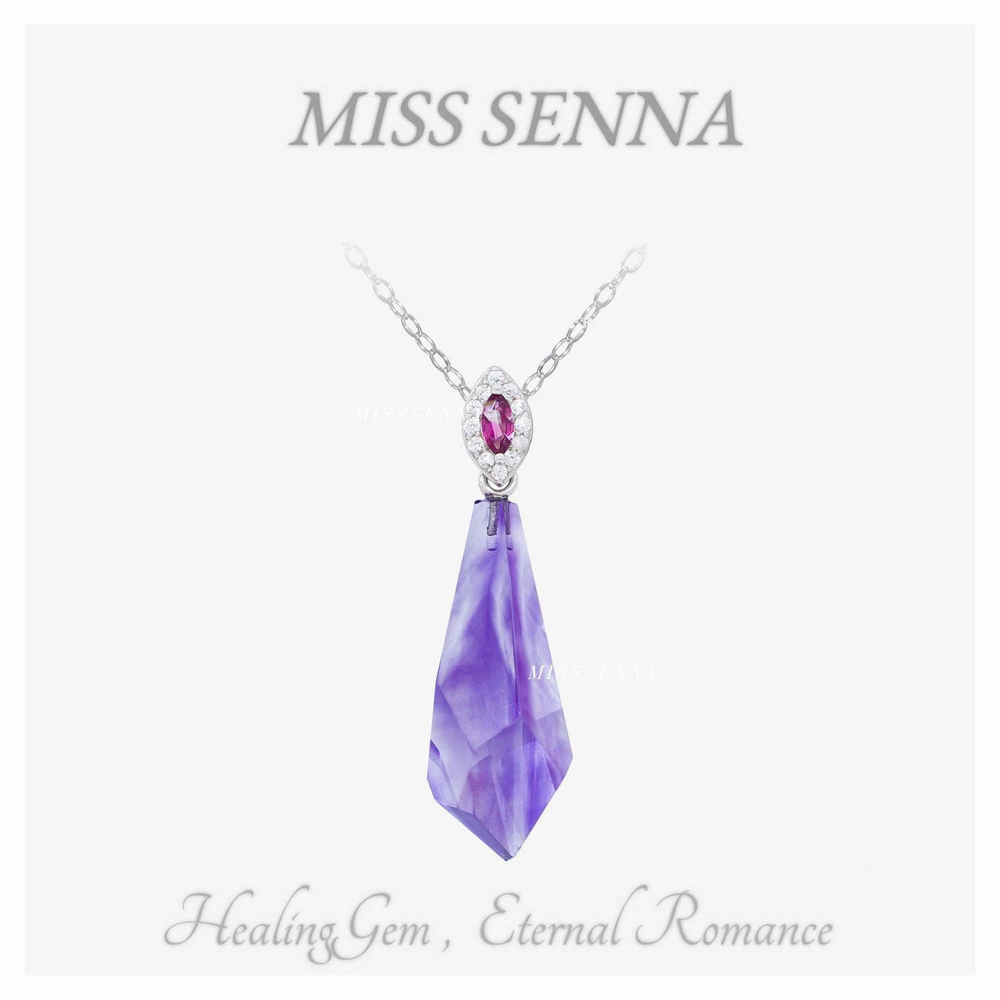 S925 Silver Natural Amethyst Rose Cut 5.5ct Necklace 383