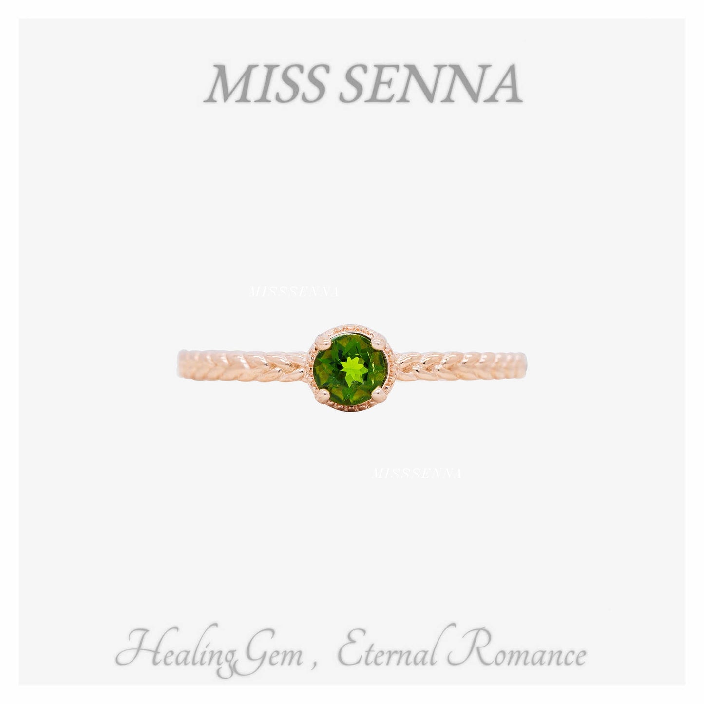 S925 Silver 18k Gold Plated Natural Green Tourmaline Round Cutting Ring 371